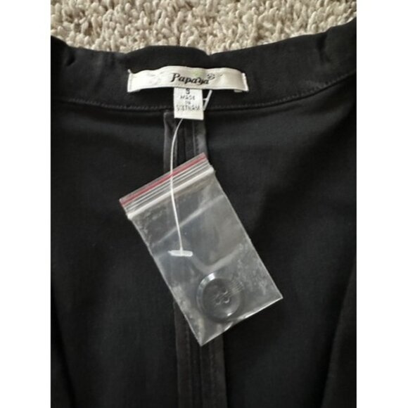 Papaya Basic Solid Black Long Sleeve Single Button Blazer Jacket Size Small New - Picture 5 of 12